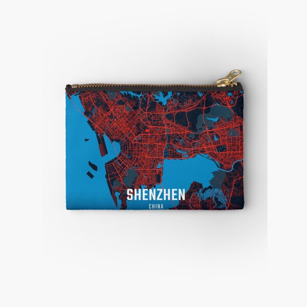 Item preview, Shenzhen Red & Blue Minimalist Map designed and sold by HomeLivingCo.