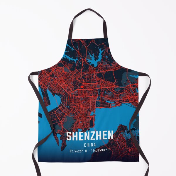 Item preview, Shenzhen Red & Blue Minimalist Map designed and sold by HomeLivingCo.