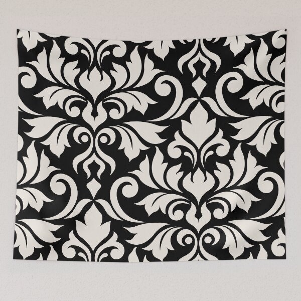Item preview, Flourish Damask Art I Cream on Black designed and sold by NataliePaskell.