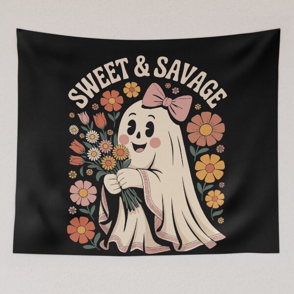Item preview, Sweet and Savage – Cute Ghost Girl with Flowers Aesthetic Design designed and sold by T-Chou.