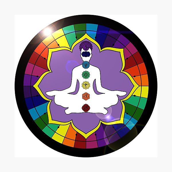 Item preview, Rainbow Mandala with Man Chakras designed and sold by MandalaSoul.