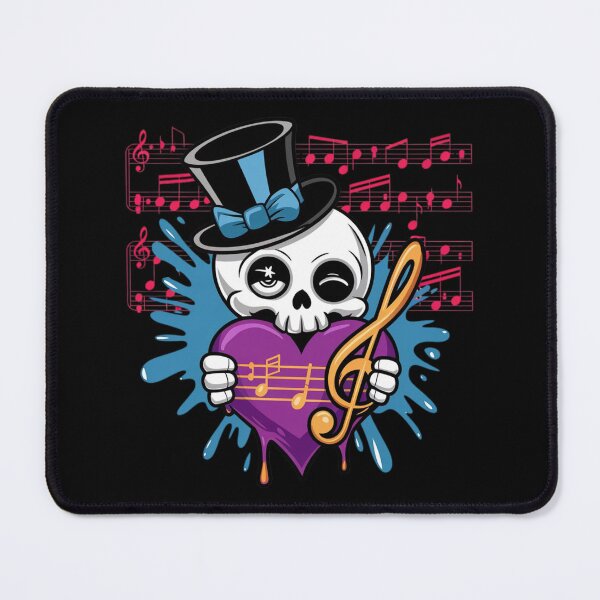 Item preview, Musician Skull with Note Heart designed and sold by WeranovDesign.