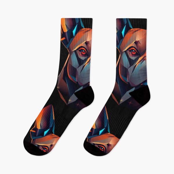 Item preview, Geometric Pitbull | Modern Abstract Dog Art in Orange and Cyan designed and sold by Naturalite19.