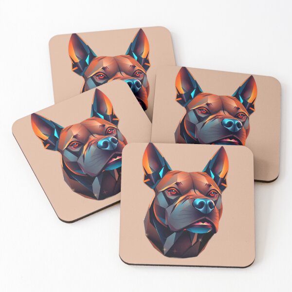 Item preview, Geometric Pitbull | Modern Abstract Dog Art in Orange and Cyan designed and sold by Naturalite19.