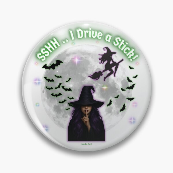Item preview, Stick Driving Witch Design – “SSHH.. I Drive a Stick!” Witch Moon Graphic, Funny Spooky Gift, Mystical Bats & Stars designed and sold by CarmaQuanTarot.
