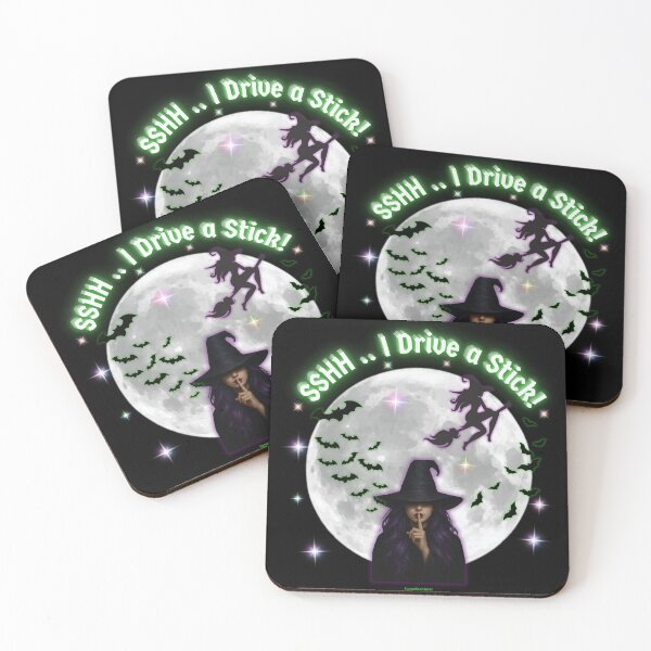 Item preview, Stick Driving Witch Design – “SSHH.. I Drive a Stick!” Witch Moon Graphic, Funny Spooky Gift, Mystical Bats & Stars designed and sold by CarmaQuanTarot.