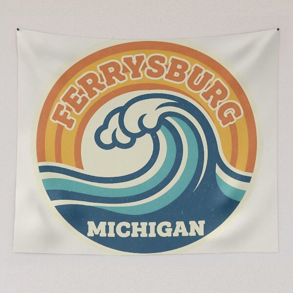 Item preview, Ferrysburg, Michigan Retro Wave designed and sold by TheOldMittenIllustrated.