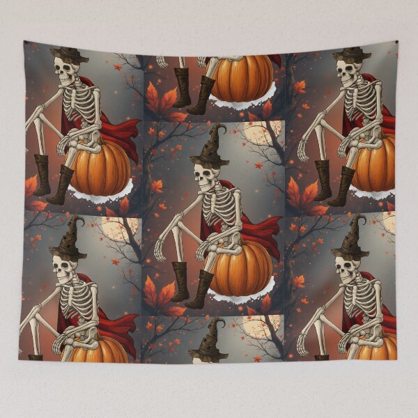 Item preview, Skeleton with Red Cape on Pumpkin designed and sold by tinkeybabes.