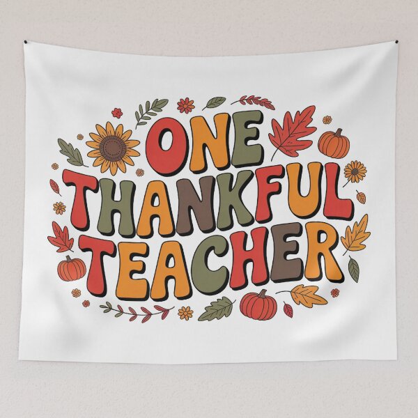 Item preview, One Thankful Teacher – Retro Fall Thanksgiving Autumn Classic designed and sold by Shivartdesign36.
