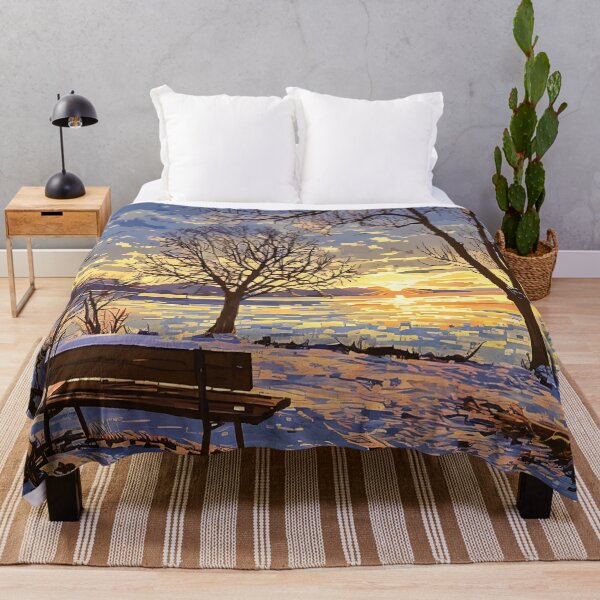 Item preview, Frozen Lake with Bench designed and sold by tomorrowsart.