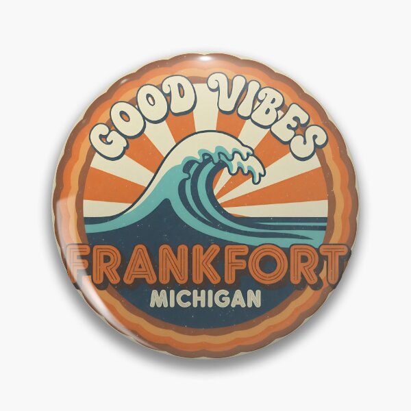 Item preview, Frankfort, Michigan Retro Wave designed and sold by TheOldMittenIllustrated.