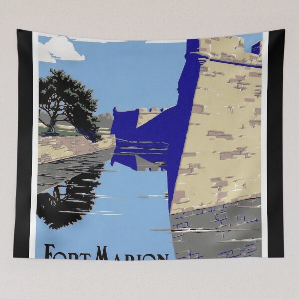 Item preview, Vintage Fort Marion Poster | Castillo de San Marcos Art | St. Augustine Florida | Historic National Park Travel Print designed and sold by artofuniverse.