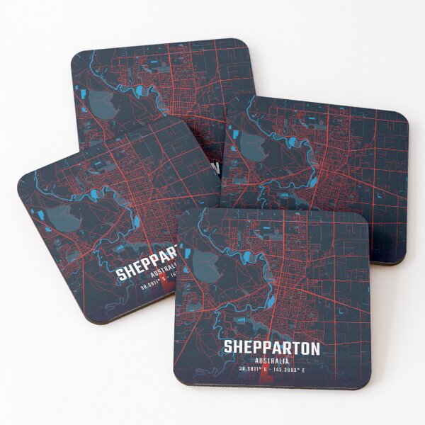 Item preview, Shepparton Red & Blue Minimalist Map designed and sold by HomeLivingCo.