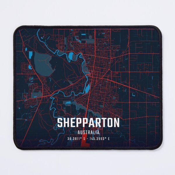 Item preview, Shepparton Red & Blue Minimalist Map designed and sold by HomeLivingCo.