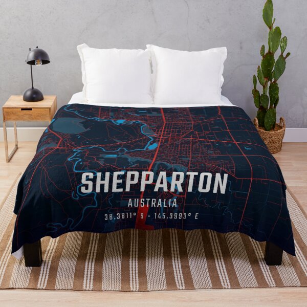 Item preview, Shepparton Red & Blue Minimalist Map designed and sold by HomeLivingCo.