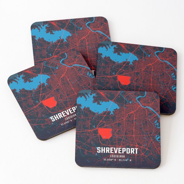 Item preview, Shreveport Red & Blue Minimalist Map designed and sold by HomeLivingCo.