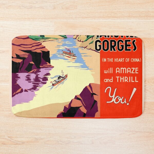 Item preview, Vintage Art Deco Yangtze Gorges Travel Poster | Butterfield & Swire | Bold Colors  Stunning Cliffs | Historic China Art designed and sold by artofuniverse.