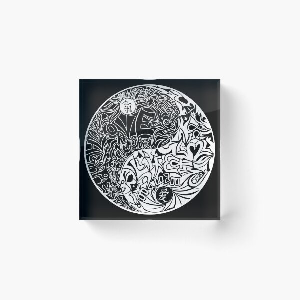 Item preview, Yin Yang life energy & love - Filigree Taiji symbol with Qì and Ài designed and sold by YunusKelebek911.