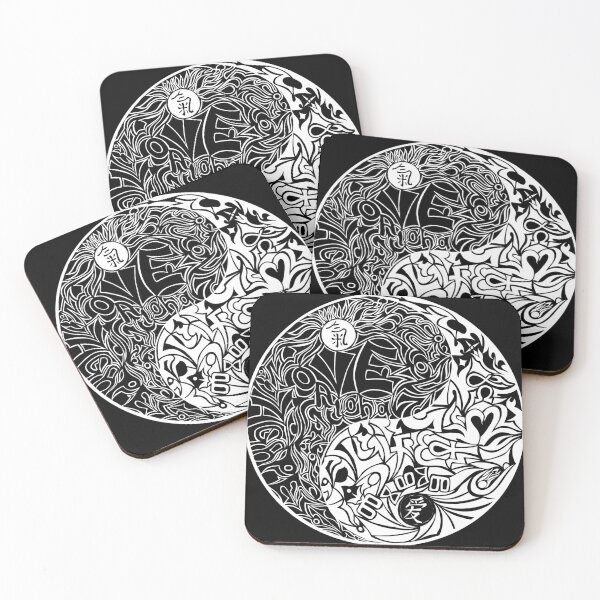 Item preview, Yin Yang life energy & love - Filigree Taiji symbol with Qì and Ài designed and sold by YunusKelebek911.
