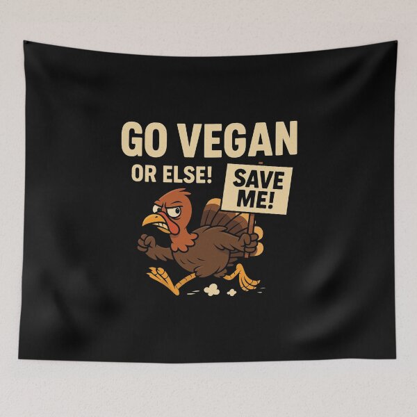 Item preview, Go Vegan or Else – Funny Angry Turkey Thanksgiving Design designed and sold by EvelinZ.