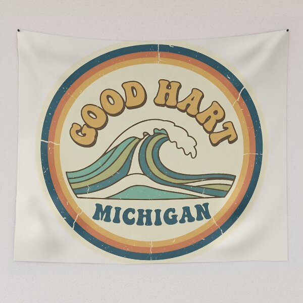 Item preview, Good Hart, Michigan Retro Wave designed and sold by TheOldMittenIllustrated.