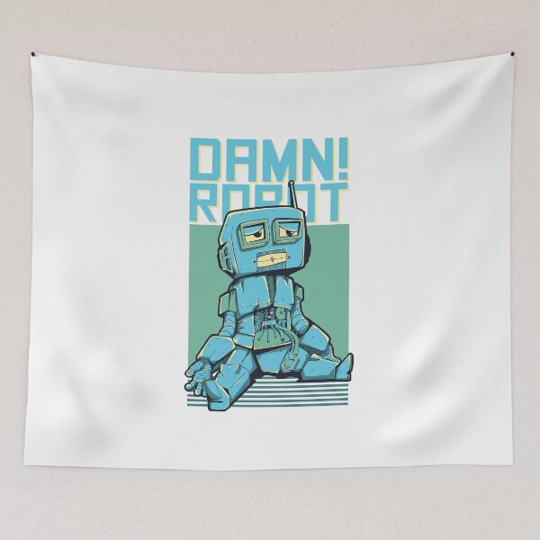 Aperçu de l'œuvre Damn Robot – Illustration rétro de robot triste créée et vendue par BongoGraph.