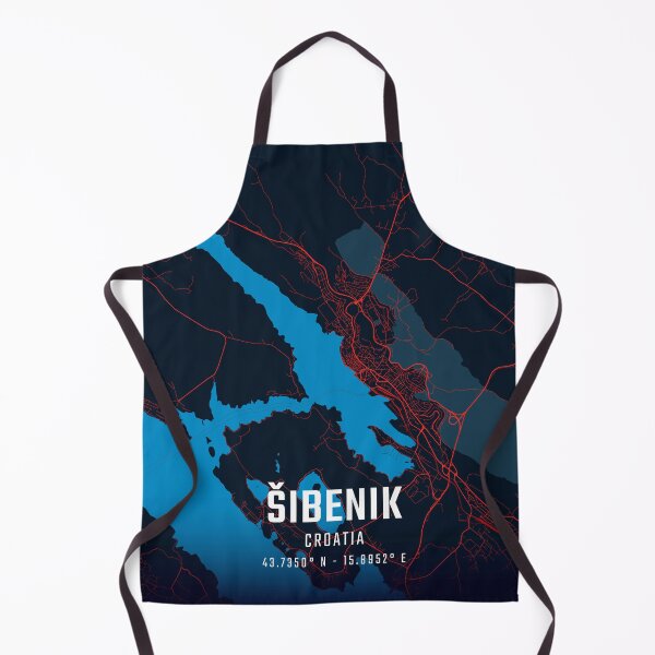 Item preview, Šibenik Red & Blue Minimalist Map designed and sold by HomeLivingCo.