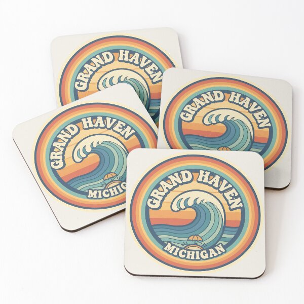 Item preview, Grand Haven, Michigan Retro Wave designed and sold by TheOldMittenIllustrated.