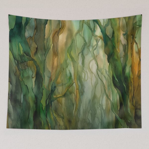 Item preview, Forest Mother: Abstract Green Womb & Roots Watercolor designed and sold by solynneart.