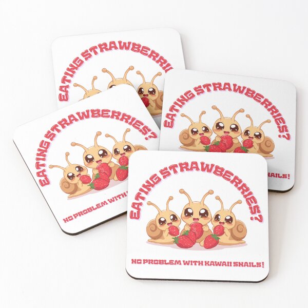 Item preview, Eating strawberries? No problem with kawaii snails! designed and sold by Newprojectart.