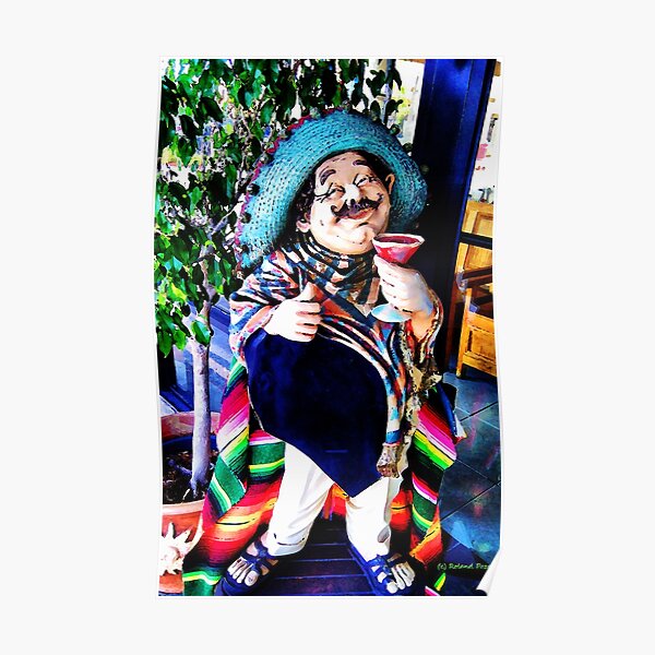 Pedrito enjoying his pomegranate margarita Poster