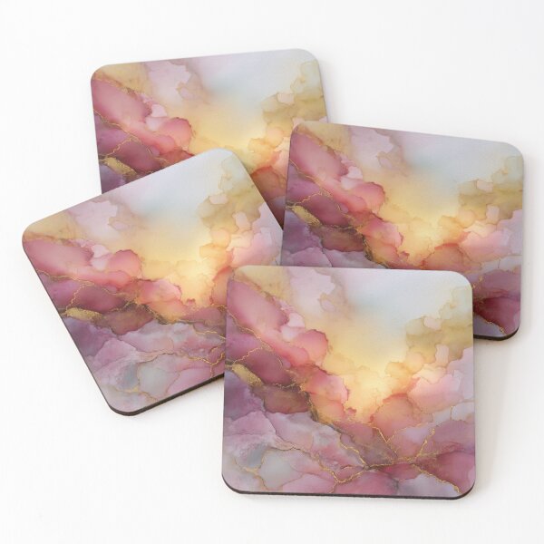 Item preview, Golden Veins — Blush & Rose Abstract Watercolor with Light designed and sold by solynneart.