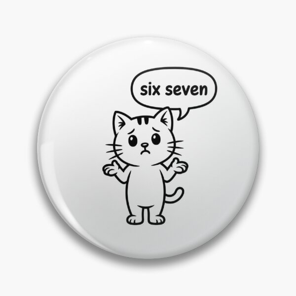 Item preview, Funny Math Cat “Six Seven” Confused Shrug – Cute Minimalist Cartoon Kitty Meme Design designed and sold by DOPANDA ..