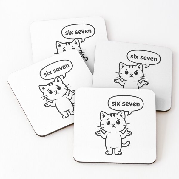 Item preview, Funny Math Cat “Six Seven” Confused Shrug – Cute Minimalist Cartoon Kitty Meme Design designed and sold by DOPANDA ..