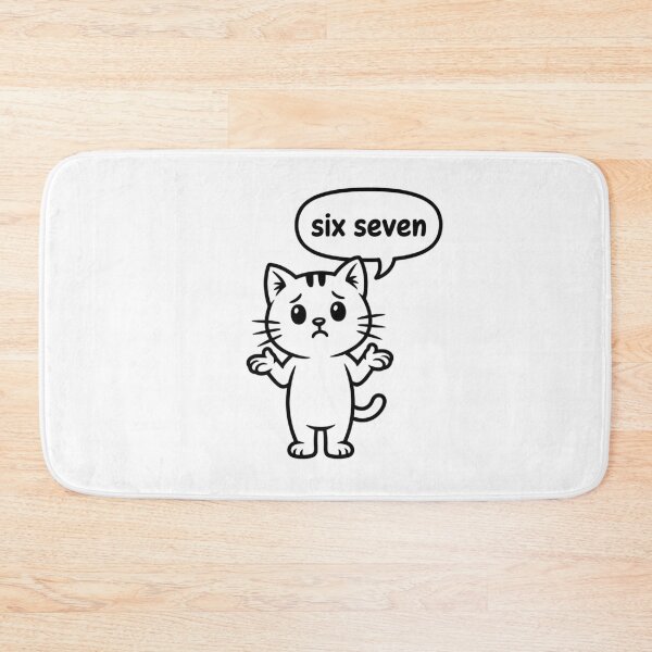 Item preview, Funny Math Cat “Six Seven” Confused Shrug – Cute Minimalist Cartoon Kitty Meme Design designed and sold by DOPANDA ..