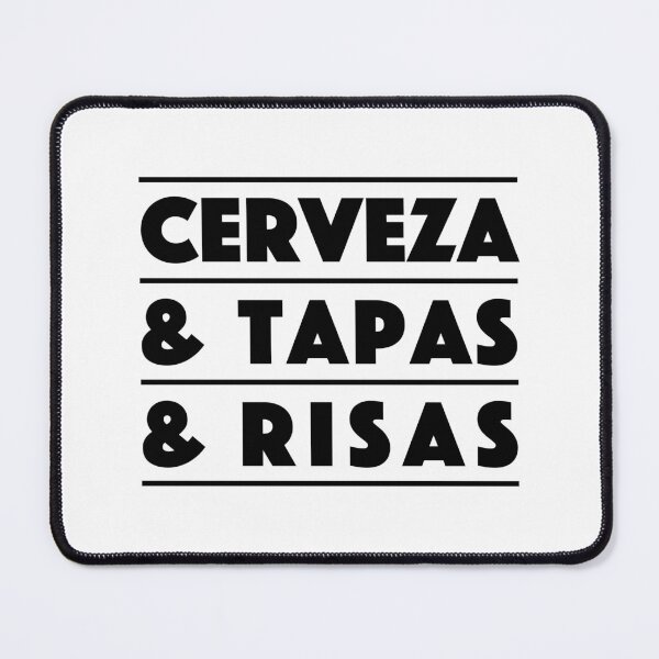 Item preview, Cerveza & Tapas & Risas — Spain Edition – Food Lovers Typography Design (black) designed and sold by didijuca.