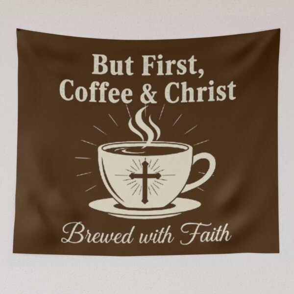 Item preview, But First Coffee & Christ Design - Christian Brewed with Faith Drinkware Art designed and sold by Syrupulse.