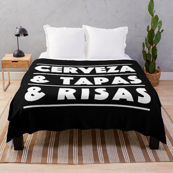 Item preview, Cerveza & Tapas & Risas — Spain Edition – Food Lovers Typography Design (white) designed and sold by didijuca.