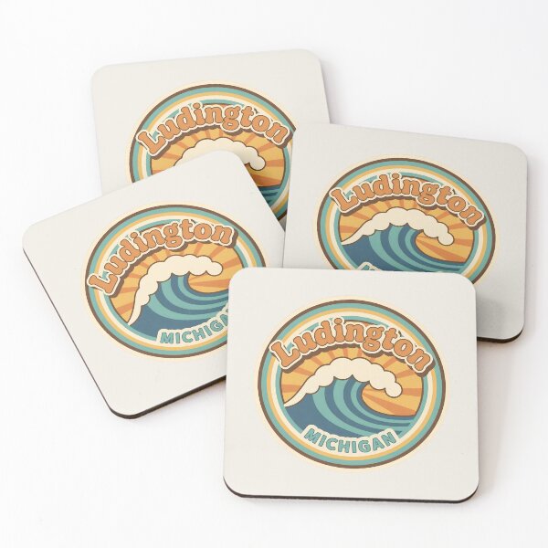 Item preview, Ludington, Michigan Retro Wave designed and sold by TheOldMittenIllustrated.