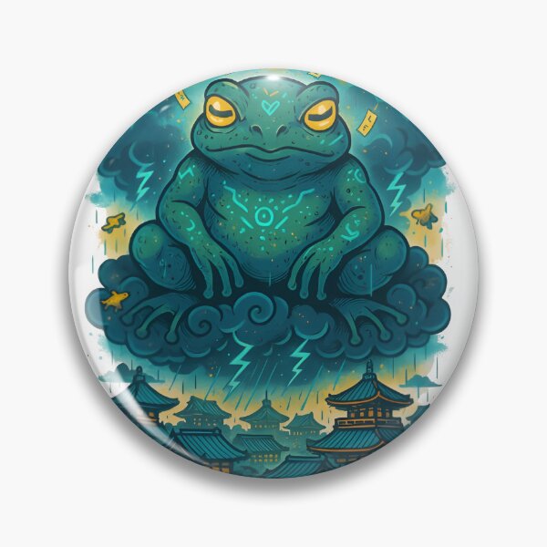Item preview, Frog God of Rain – Japanese Graffiti Storm Deity Art (雨の神) designed and sold by Snackwear Apparel.