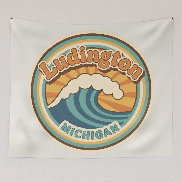 Item preview, Ludington, Michigan Retro Wave designed and sold by TheOldMittenIllustrated.