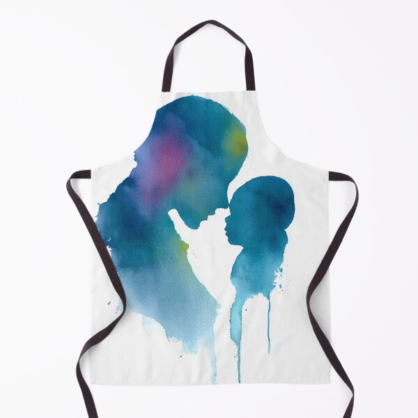 Item preview, Mother & Child — Minimal Watercolor Silhouette in Blue and Teal designed and sold by solynneart.