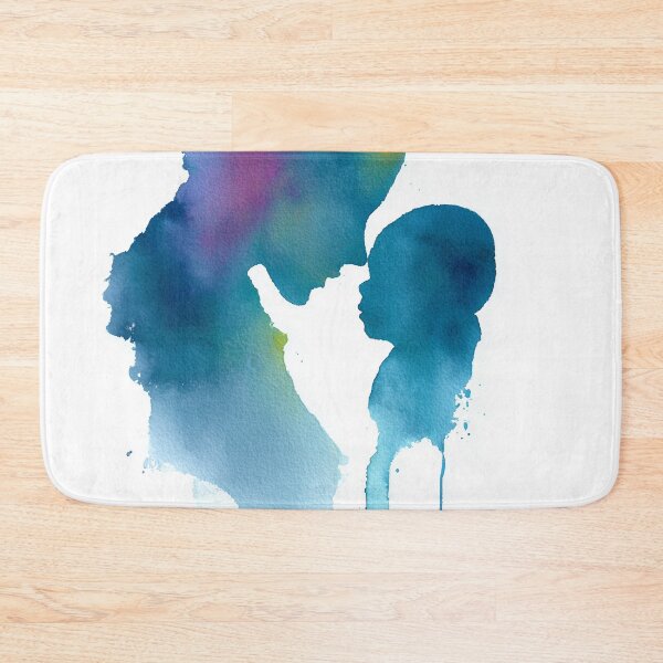 Item preview, Mother & Child — Minimal Watercolor Silhouette in Blue and Teal designed and sold by solynneart.