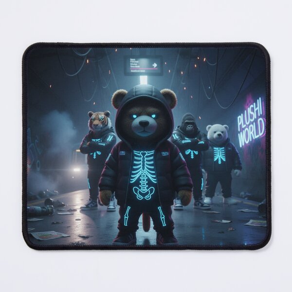 Item preview, Cyber Plush Gang – Neon Teddy Bear Streetwear Art | Plushi World Collection designed and sold by PLUSHIWORLDtm.