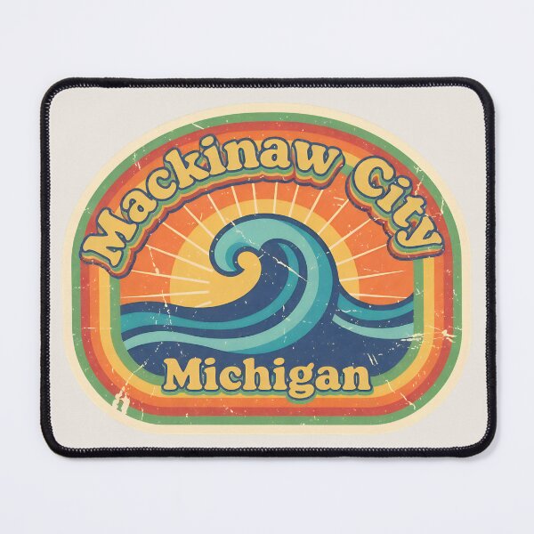 Item preview, Mackinaw City, Michigan Retro Wave designed and sold by TheOldMittenIllustrated.