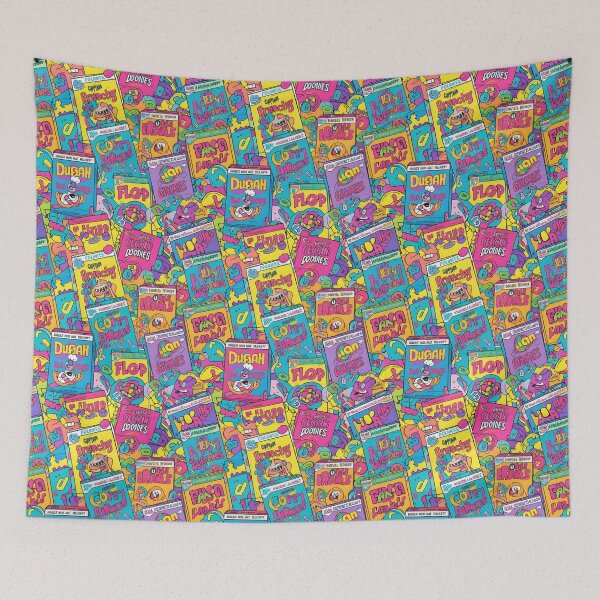 Item preview, Cereal Aisle Chaos | Retro Breakfast Box Pattern designed and sold by DailyVibesMerch.