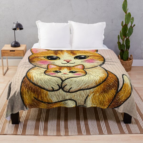 Item preview, Mom Cat Hugging Kitten Embroidery Motherly Love Cute Kawaii designed and sold by JOSTH.
