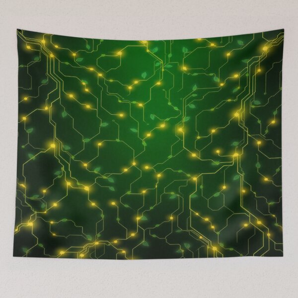 Item preview, Neo-Botanic Matrix “Emerald Circuit” | Organic Tech Pattern in Green and Gold designed and sold by CMdigit.
