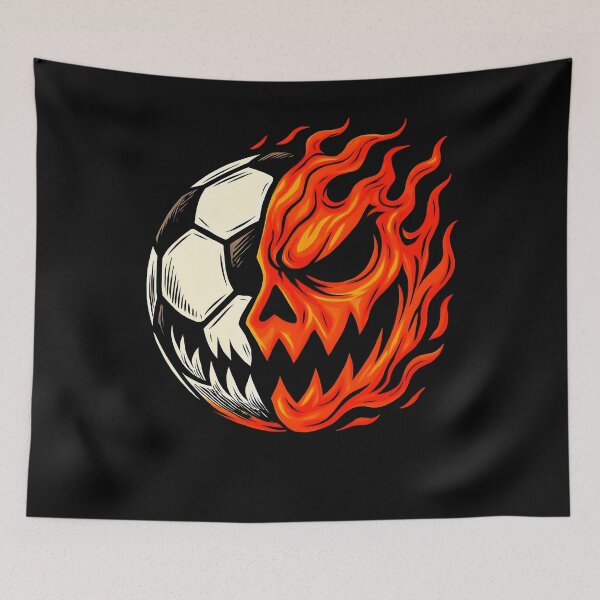 Item preview, Halloween Soccer Ball Pumpkin Flame Scary Face designed and sold by NUMAcreations.