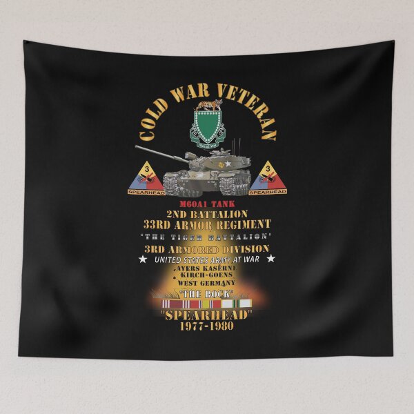 Item preview, Army - Cold War Vet - 2nd Bn, 32nd Armor - Tiger BN, 3rd Armor Div  - Ayers Kaserne, Kirch-Goens, Germany THE ROCK - M60A1 Tank  - Spearhead w Fire w DUI - C designed and sold by Military Insignia Products.
